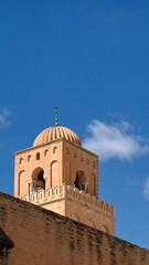 Obraz premium Stone dome on the top of a tower, in the Great Mosque of Kairouan in Kairouan, Tunisia