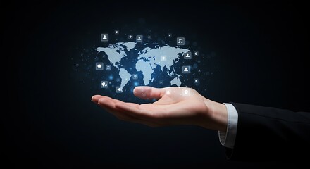 Global network connectivity and digital connection, world communication concept