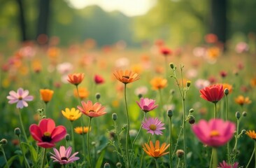Obraz premium Wild flowers in a sunny spring day