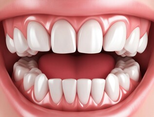 Fototapeta premium Overbite, a form of malocclusion, is shown in a detailed and medically accurate 3D illustration of the teeth