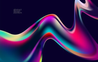 Abstract background of fluid iridescent shape. Elegant colorful wallpaper.
