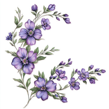 violet flowers on white background