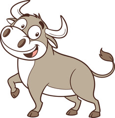 Bull Illustration With Happy Face