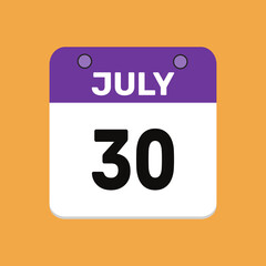 30 july calender icon text page monthly web design.