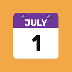 1 july calender icon text page monthly web design.