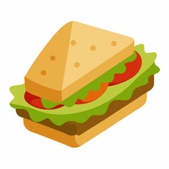 Vegan Sandwich with Hummus and Greens  Vector Illustration