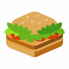 Vegan Sandwich with Hummus and Greens  Vector Illustration