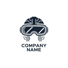 Fototapeta premium Futuristic VR headset icon, neon cyberpunk theme logo