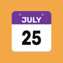 25 july calender icon text page monthly web design.