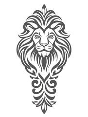 Fototapeta premium Lion head design, artistic, vertical, white background