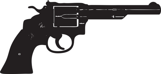 Silhouette of a revolver handgun side view isolated on white background for firearm and weapon concept