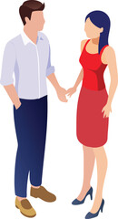 Fototapeta premium Young Couple Holding Hands Isometric Illustration