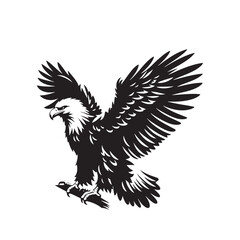 Fototapeta premium Minimalist Bald Eagle Vector - Bald Eagle Silhouette - Bald Eagle Illustration - Black and White Bald Eagle Design.