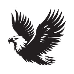 Minimalist Bald Eagle Vector - Bald Eagle Silhouette - Bald Eagle Illustration - Black and White Bald Eagle Design.
