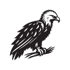 Minimalist Bald Eagle Vector - Bald Eagle Silhouette - Bald Eagle Illustration - Black and White Bald Eagle Design.