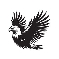 Minimalist Bald Eagle Vector - Bald Eagle Silhouette - Bald Eagle Illustration - Black and White Bald Eagle Design.