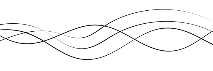 Abstract black and white curved lines on white background