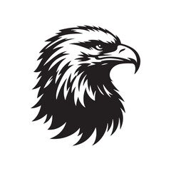 Minimalist Bald Eagle Vector - Bald Eagle Silhouette - Bald Eagle Illustration - Black and White Bald Eagle Design.
