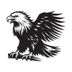 Minimalist Bald Eagle Vector - Bald Eagle Silhouette - Bald Eagle Illustration - Black and White Bald Eagle Design.