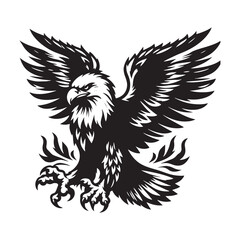 Minimalist Bald Eagle Vector - Bald Eagle Silhouette - Bald Eagle Illustration - Black and White Bald Eagle Design.