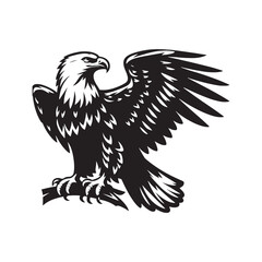 Minimalist Bald Eagle Vector - Bald Eagle Silhouette - Bald Eagle Illustration - Black and White Bald Eagle Design.