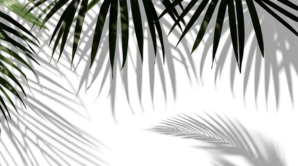 Obraz premium Realistic shadow overlay effect. Natural palm leaf shadows isolated on transparent background. Coconut Leaf, foliage branch silhouette decoration