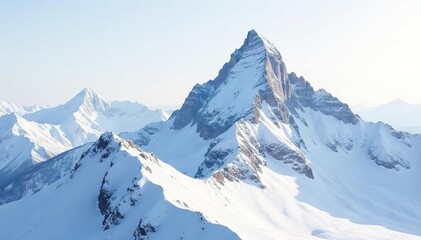 Obraz premium Snow-covered mountain peak, pristine white backdrop, ice, winter, serene