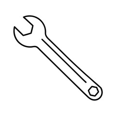 Minimalist wrench outline vector graphic perfect for technical illustrations and repair services design needs