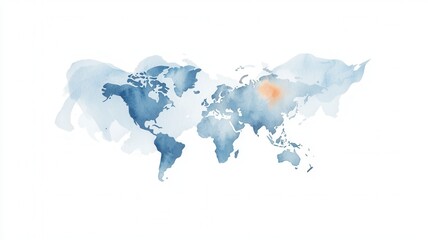 Light trails flowing over a world map representing global communication, data exchange, and international trade