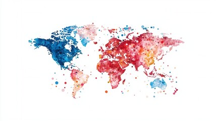 Fototapeta premium Polygonal world map illustrating global connections, diversity, and cooperation across borders