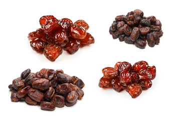 Dried dates isolated on white background.