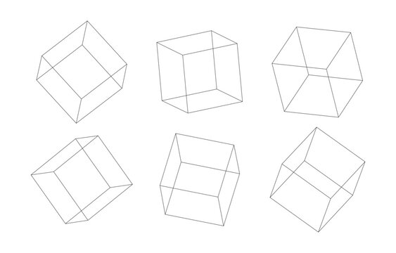 Fototapeta 3d wireframe square cubes isolated