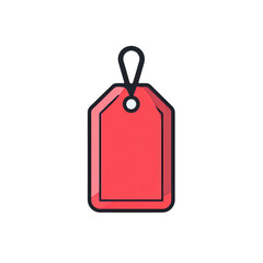 A vibrant red price tag with a string loop, symbolizing retail pricing, set against a plain background, ideal for e-commerce and marketing visuals , isolated on white or transparent png