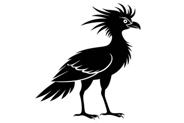 secretary bird sihouette black vector