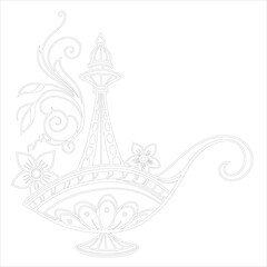 Diwali Lamp Silhouette Vector Elegant Line Art for Festival Designs