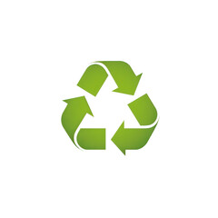 Obraz premium Green recycling symbol against a plain background, representing sustainability and environmental awareness, suitable for eco-friendly initiatives , isolated on white or transparent png