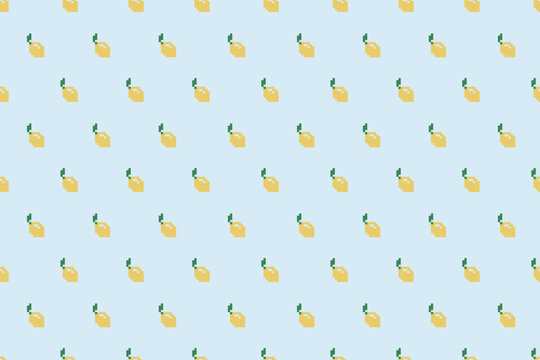 seamless lemon pixel art textile fabric  geometric pattern