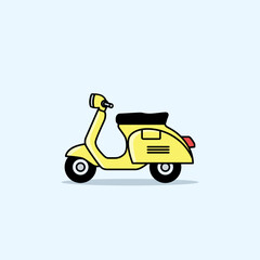scooter Illustration on a Light Blue Background, vector