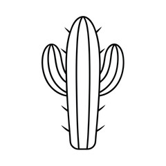 Minimalist cactus outline illustration isolated on white background for botanical or desert themes
