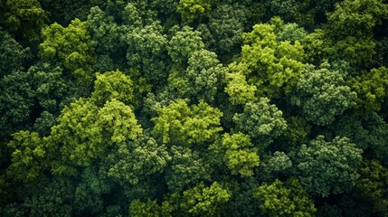 Naklejka premium Aerial view of lush green forest canopy.