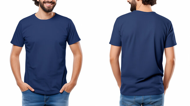 T-shirt de couleur unie, mock-up sur fond neutre. De face et de dos. Homme. Mock-up pour logo ou illustration. Marque de vêtement, textile, branding entreprise. Pour design et création graphique.