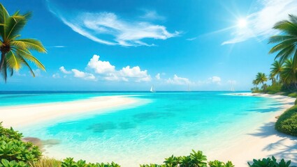 Obraz premium tropical beach with palm trees