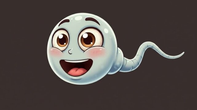 Sperm cell with a smiling face, perfect for reproductive health, fertility, and sciencerelated designs, bringing a playful touch to projects.