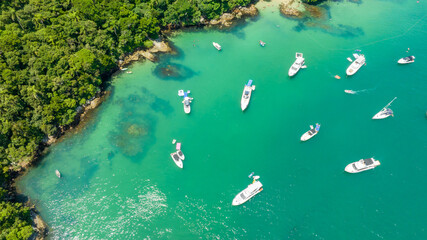 Bombinhas Beach in Santa Catarina. Aerial view taken with a drone. Brazil.