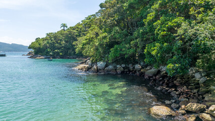 Bombinhas Beach in Santa Catarina. Aerial view taken with a drone. Brazil.