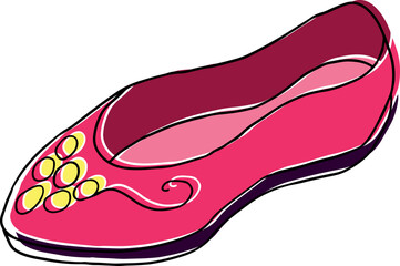 women elegant pink ballet flats with small gold embellishment closed toe strapless flats hand painted with black curved lines