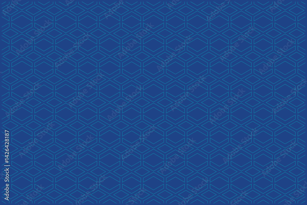 Poster azure labyrinth of geometric forms a repeating hexagon and rhombus pattern