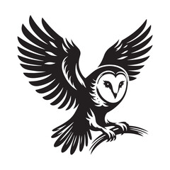 Barn Owl Silhouette - Barn Owl Minimalist Vector - Illustration of Barn Owl - Barn Owl Art.
