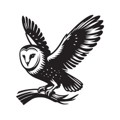 Barn Owl Silhouette - Barn Owl Minimalist Vector - Illustration of Barn Owl - Barn Owl Art.