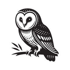 Barn Owl Silhouette - Barn Owl Minimalist Vector - Illustration of Barn Owl - Barn Owl Art.